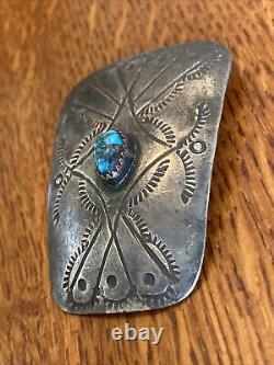 Navajo Bolo Turquoise Vintage Sterling Silver Stampwork 7m
