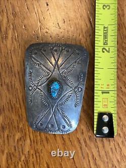 Navajo Bolo Turquoise Vintage Sterling Silver Stampwork 7m