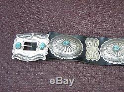 Navajo Estate/vintage Lrg Museum Pc Sterling Silver/turquoise Concho Belt Hvd-10