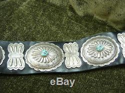 Navajo Estate/vintage Lrg Museum Pc Sterling Silver/turquoise Concho Belt Hvd-10