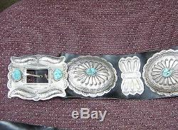 Navajo Estate/vintage Lrg Museum Pc Sterling Silver/turquoise Concho Belt Hvd-10