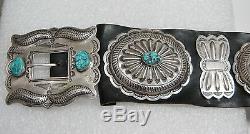 Navajo Estate/vintage Lrg Museum Pc Sterling Silver/turquoise Concho Belt Hvd-10