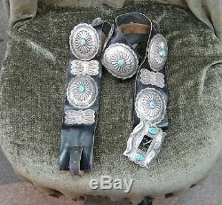 Navajo Estate/vintage Lrg Museum Pc Sterling Silver/turquoise Concho Belt Hvd-10