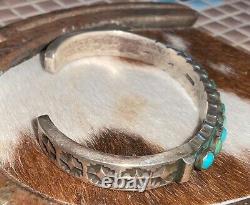 Navajo, Heavier, Sterling Cuff, Turquoise Snake-eye Cabochons, Vintage Beefy
