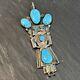 Navajo Kachina Turquoise Sterling Silver Pendant Large 3 Vintage M1