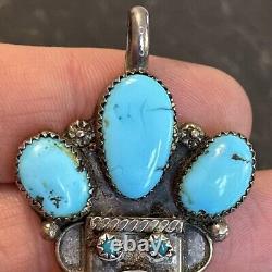 Navajo Kachina Turquoise Sterling Silver Pendant Large 3 Vintage M1