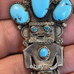 Navajo Kachina Turquoise Sterling Silver Pendant Large 3 Vintage M1