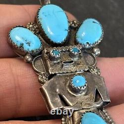 Navajo Kachina Turquoise Sterling Silver Pendant Large 3 Vintage M1