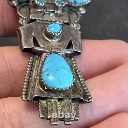 Navajo Kachina Turquoise Sterling Silver Pendant Large 3 Vintage M1