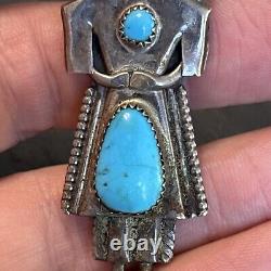 Navajo Kachina Turquoise Sterling Silver Pendant Large 3 Vintage M1