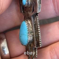 Navajo Kachina Turquoise Sterling Silver Pendant Large 3 Vintage M1