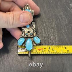 Navajo Kachina Turquoise Sterling Silver Pendant Large 3 Vintage M1