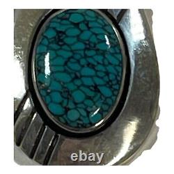 Navajo Kingman Turquoise Large 2 Statement Sterling Silver Pendant Vintage