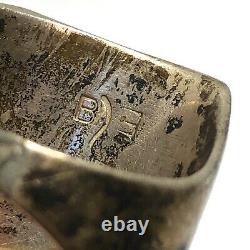 Navajo Mens Turquoise Ring Sz 10 Vtg Sterling Silver 18g Signed BE Inlay