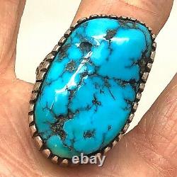 Navajo Mens Turquoise Ring Sz 9 Vtg Big Sterling Silver 21g Sleeping Beauty