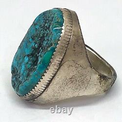 Navajo Mens Turquoise Ring Sz 9 Vtg Big Sterling Silver 29g Handmade Indian
