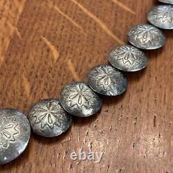 Navajo Pillow Beads Sterling Silver Turquoise Shadowbox Vintage 25 Necklace 68g