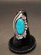 Navajo Ring Sz 6 Kingman Blue Turquoise Silver Collectible Signed Vintage USA