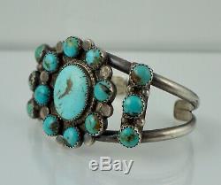 Navajo Sterling Native American Turquoise Old Dead Pawn Cuff Bracelet Vintage