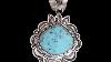 Navajo Sterling Silver Kingman Turquoise Pendant By Albert Jake 60