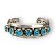 Navajo Sterling Turquoise Cuff Bracelet 7 Stone 925 Silver Vtg Native American