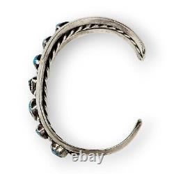 Navajo Sterling Turquoise Cuff Bracelet 7 Stone 925 Silver Vtg Native American