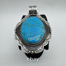 Navajo Turquoise Pendant Sterling Silver Mark Yazzie Native American Vintage