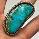 Navajo Turquoise Ring Sz 8.5 Vtg Huge Sterling Silver 27g Handmade Morenci Moon