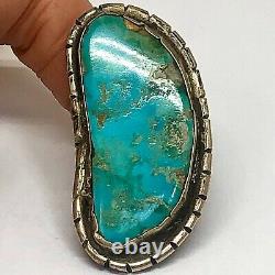 Navajo Turquoise Ring Sz 8.5 Vtg Huge Sterling Silver 27g Handmade Morenci Moon