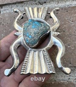 Navajo Turquoise Sterling Silver Belt Buckle Sand Cast Native American Vintage