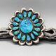 Navajo Vintage Sterling Silver & Natural Turquoise Flower Pin