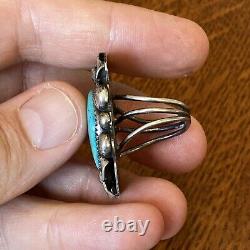 Navajo Vintage Sterling Silver Turquoise Statement Ring 18g Size 7