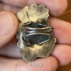 Navajo Vintage Sterling Silver Turquoise Statement Ring 18g Size 7