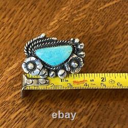 Navajo Vintage Sterling Silver Turquoise Statement Ring 18g Size 7