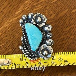 Navajo Vintage Sterling Silver Turquoise Statement Ring 18g Size 7