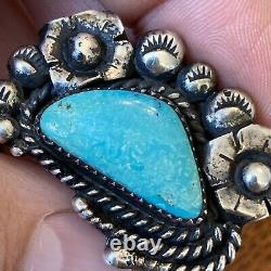 Navajo Vintage Sterling Silver Turquoise Statement Ring 18g Size 7