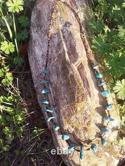 Navajo Vintage Turquoise Pawn Necklace Beautiful Coloration Handmade