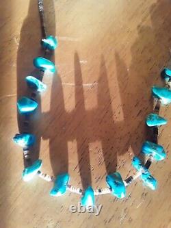 Navajo Vintage Turquoise Pawn Necklace Beautiful Coloration Handmade