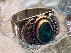 Navajo Vintage Turquoise Sterling Silver Ring, size 11, marked'CM