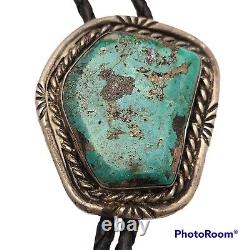 Navajo old pawn vintage smoky Bisbee turquoise Bolo Tie