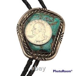 Navajo old pawn vintage smoky Bisbee turquoise Bolo Tie