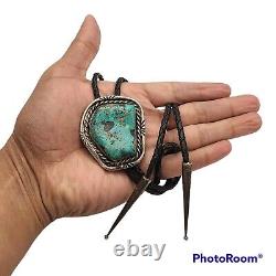 Navajo old pawn vintage smoky Bisbee turquoise Bolo Tie