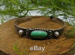 Navajo sterling green turquoise cuff bracelet Fred Harvey era vintage