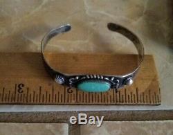 Navajo sterling green turquoise cuff bracelet Fred Harvey era vintage