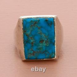Navajo sterling silver mens vintage chunky turquoise ring size 9
