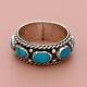 Navajo sterling silver vintage braided turquoise band ring size 7