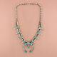 Navajo sterling silver vintage turquoise squash blossom necklace size 18.5in