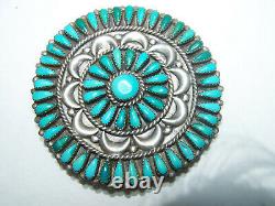 Navajo vintage Dead Pawn Sterling Silver natural Turquoise Cluster PinPendant. 3