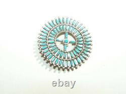 Navajo vintage Dead Pawn Sterling Silver natural Turquoise pin/pendant. 73 stones