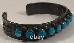 Nelson Burbank Vintage Navajo Indian Sterling Silver Turquoise Bracelet Cuff